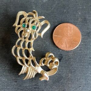 Vintage Avon Gold Tone Shaggy Dog Brooch